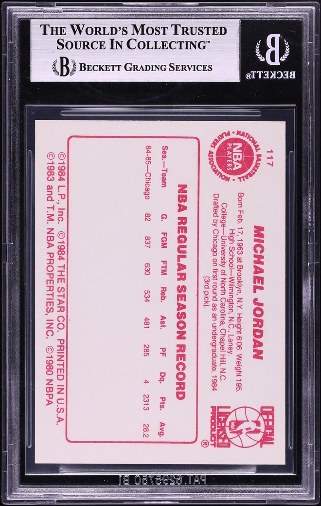 1985 Star Basketball Michael Jordan ROOKIE #117 BGS 9 MINT
