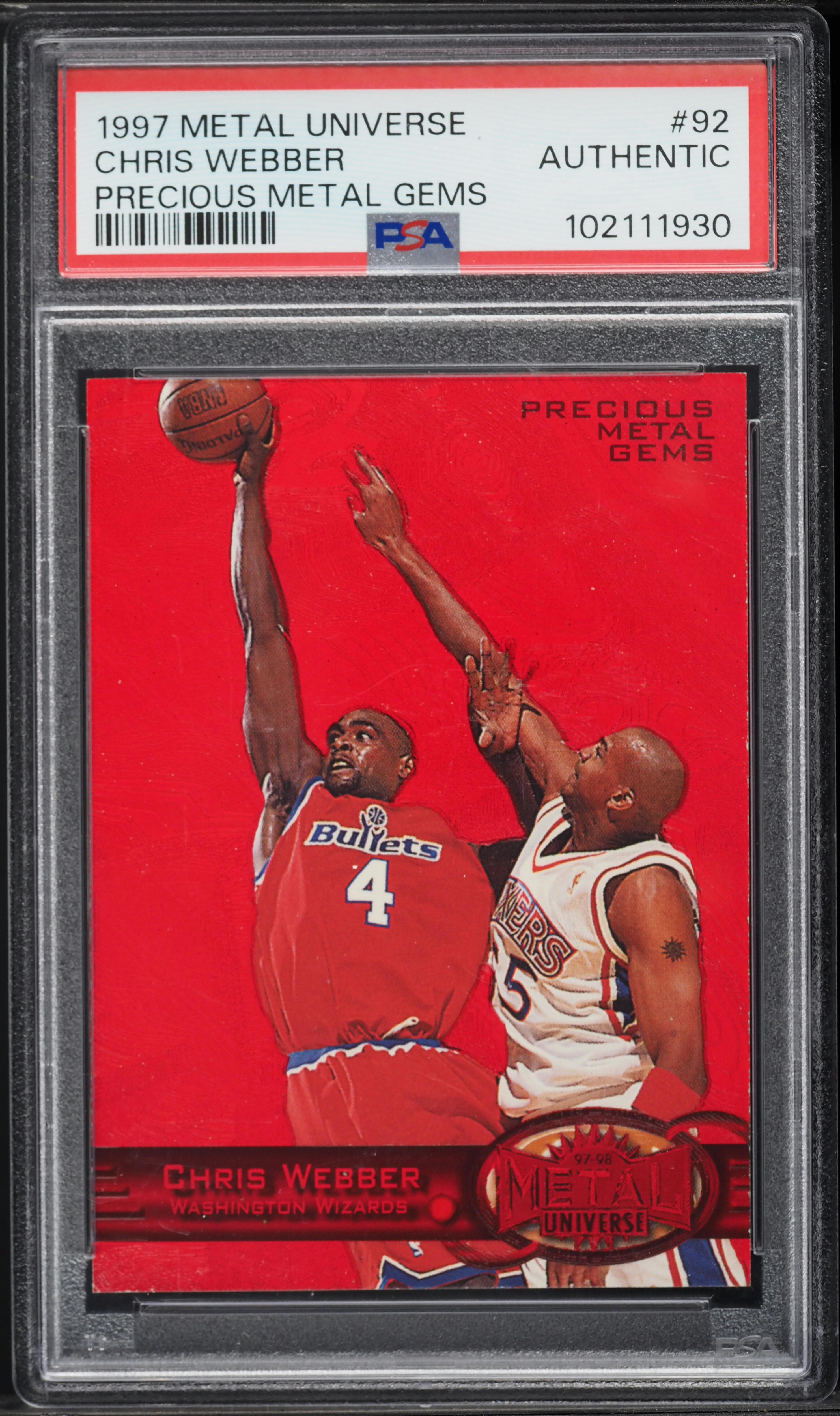 1997 Metal Universe Precious Metal Gems PMG Red Chris Webber /100