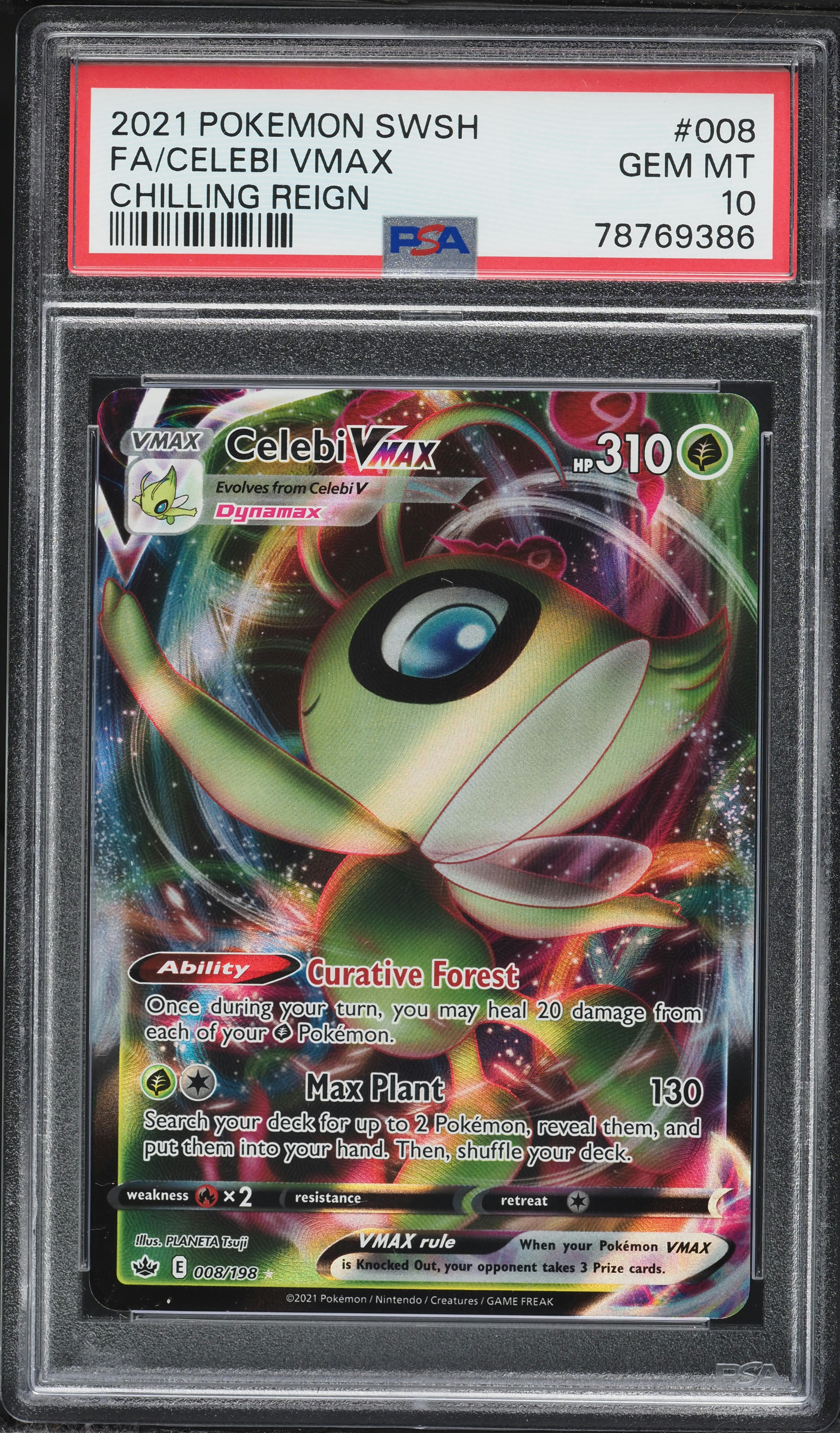 2021 Pokemon Sword & Shield Chilling Reign Alt Art Celebi VMAX #8