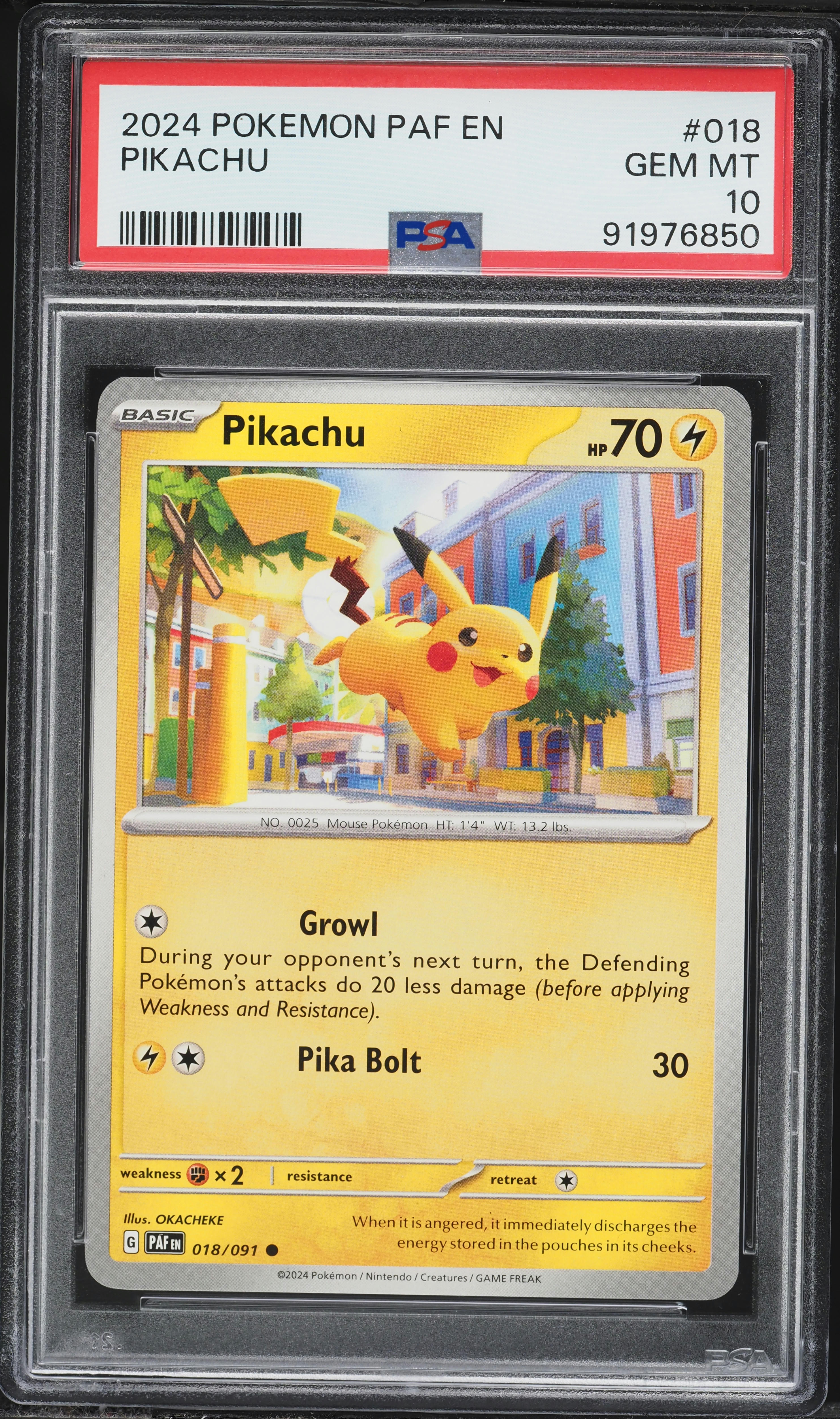 2024 Pokemon Scarlet & Violet Paldean Fates Pikachu #018 PSA 10