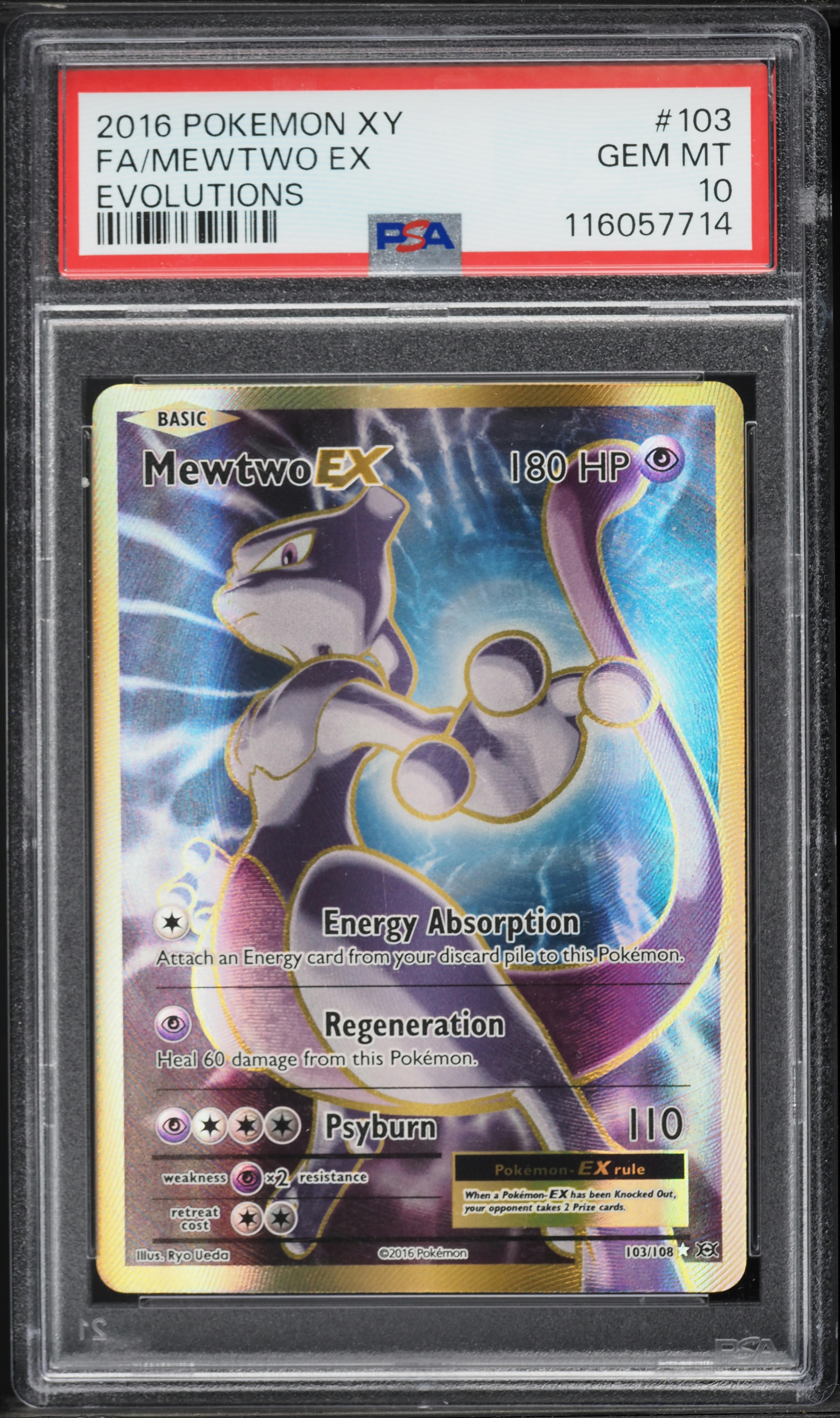 2016 Pokemon XY Evolutions Full Art Mewtwo EX #103 PSA 10 GEM MINT