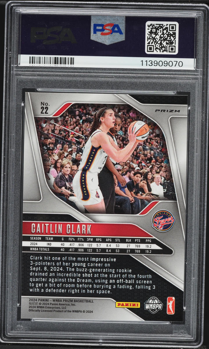 2024 Panini Prizm WNBA Silver Caitlin Clark ROOKIE #22 PSA 9 MINT
