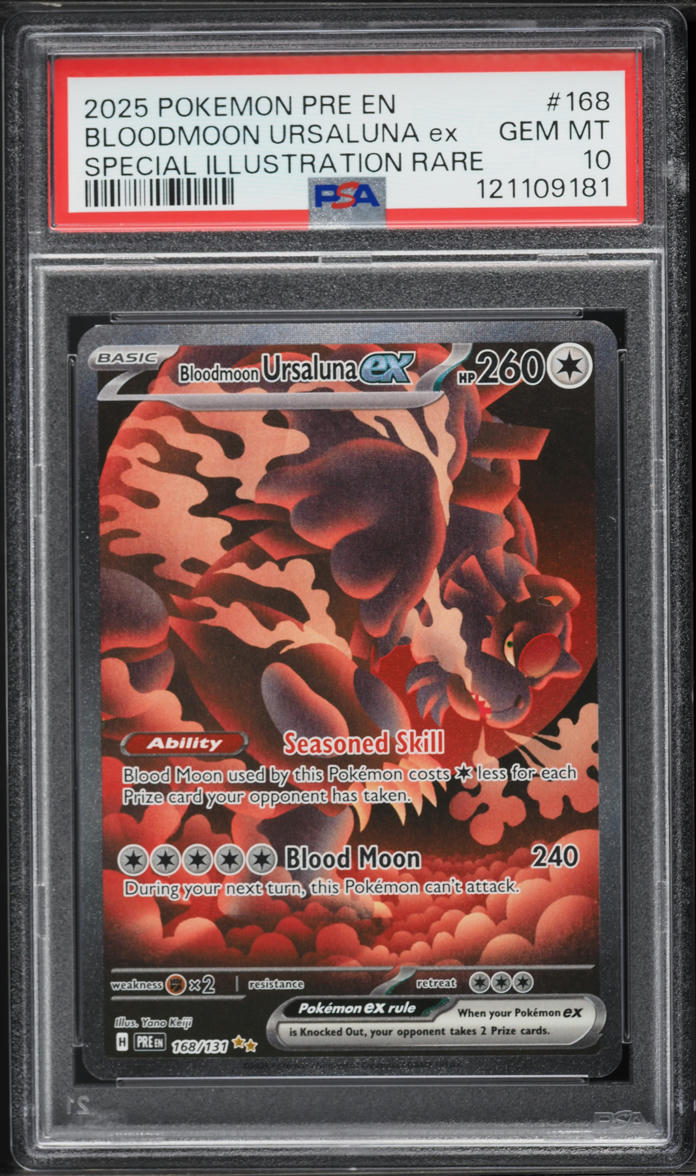 2025 Pokemon SV Prismatic Evolutions SIR Bloodmoon Ursaluna EX #168 PSA 10 GEM MINT