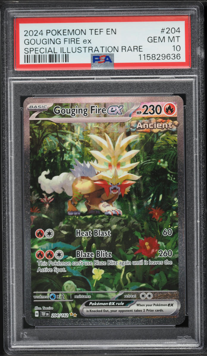 2024 Pokemon Scarlet & Violet Temporal Forces SIR Gouging Fire EX #204 PSA 10 GEM MINT