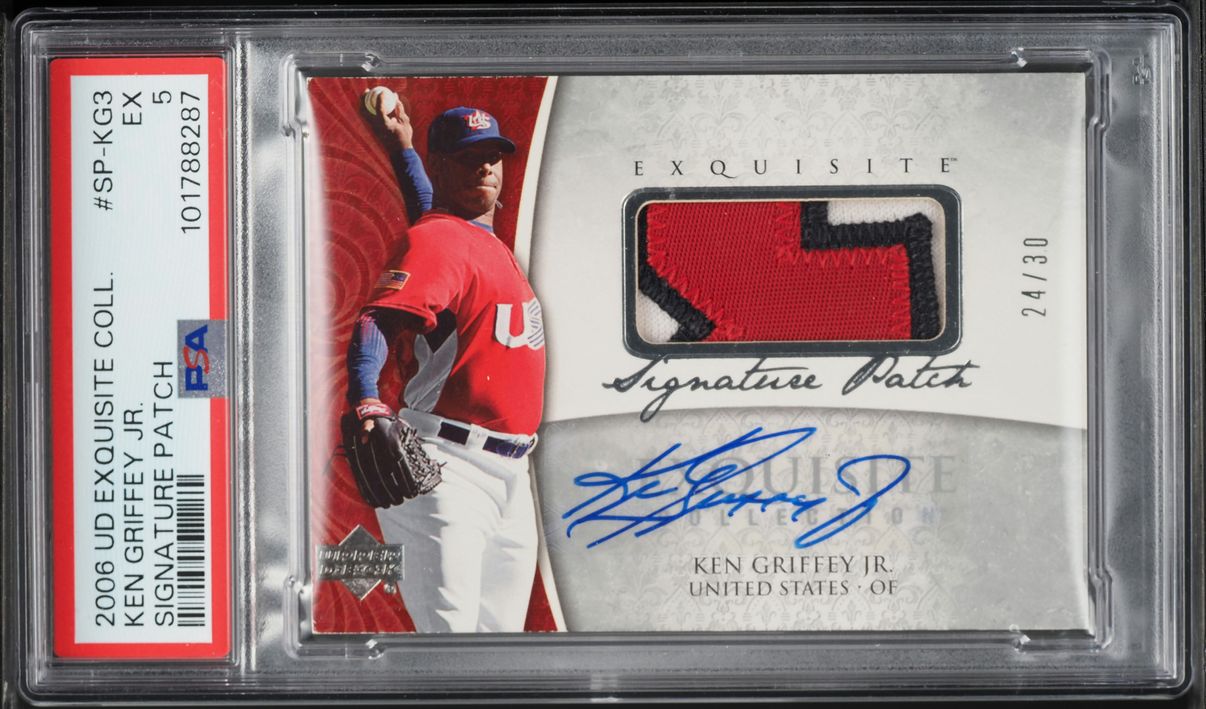 2006 Exquisite Collection Ken Griffey Jr. PATCH AUTO JERSEY # 24/30 #SP-KG3 PSA 5 EX