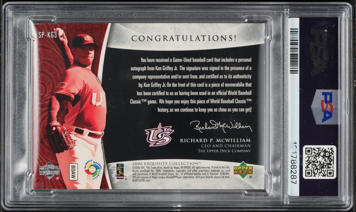 2006 Exquisite Collection Ken Griffey Jr. PATCH AUTO JERSEY # 24/30 #SP-KG3 PSA 5 EX