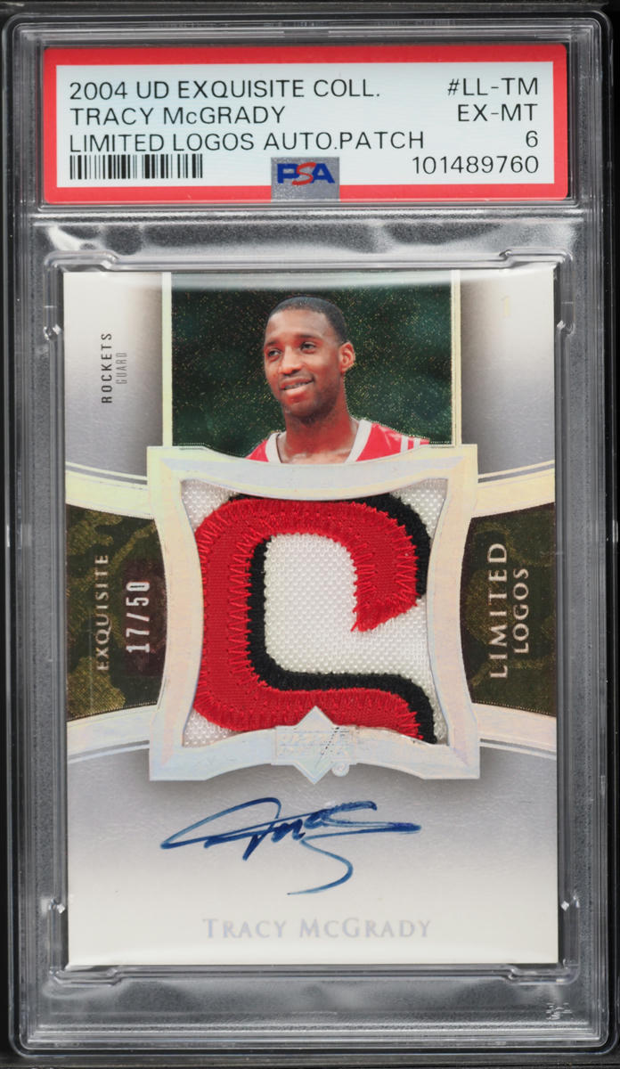 2004 Exquisite Collection Limited Logos Tracy McGrady PATCH AUTO /50 PSA 6 EXMT
