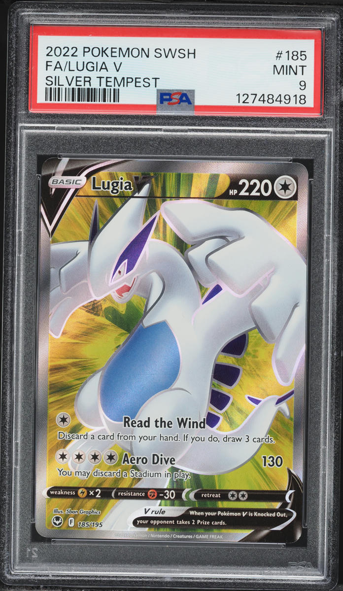 2022 Pokemon Sword & Shield Silver Tempest Full Art Lugia V #185 PSA 9 MINT
