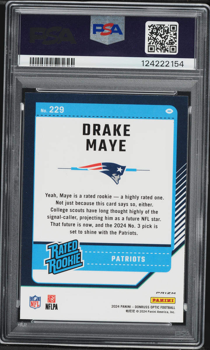 2024 Donruss Optic Green Hyper Drake Maye ROOKIE #229 PSA 10 GEM MINT