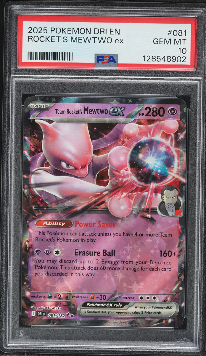 2025 Pokemon Scarlet & Violet Destined Rivals Holo Team Rocket's Mewtwo EX #81 PSA 10 GEM MINT