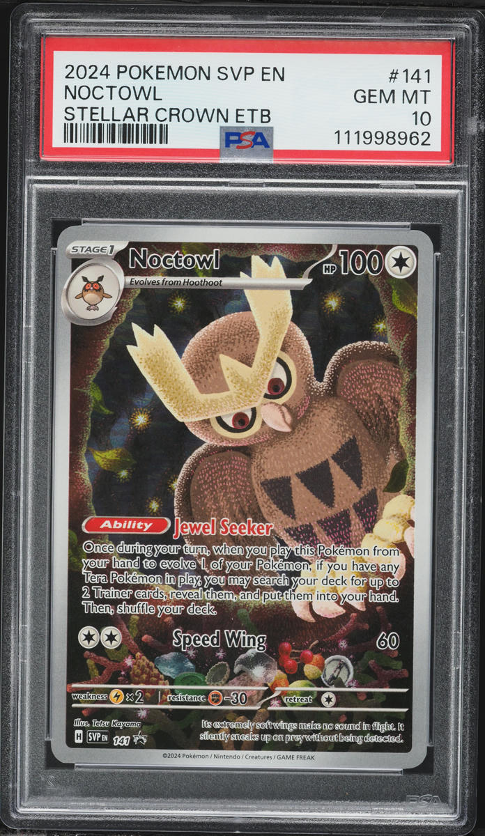 2024 Pokemon Scarlet & Violet Promo Stellar Crown ETB Alt Art Noctowl #141 PSA 10 GEM MINT