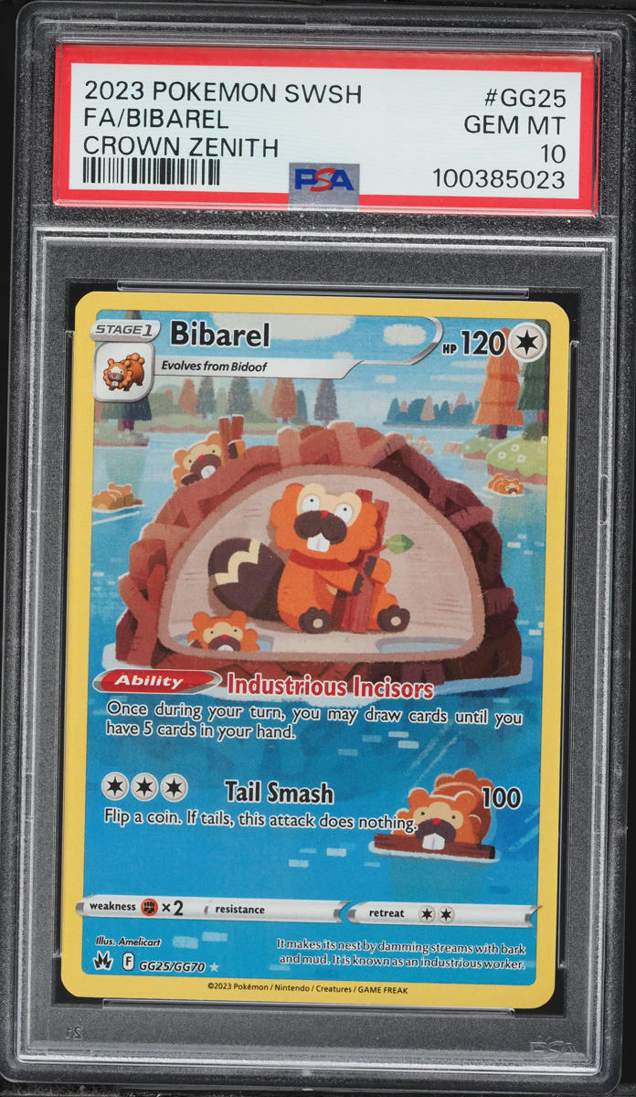 2023 Pokemon Sword & Shield Crown Zenith Full Art Bibarel #GG25 PSA 10 GEM MINT