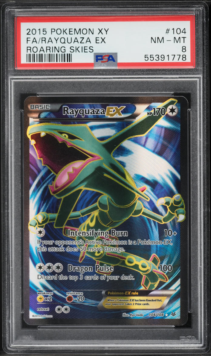 2015 Pokemon XY Roaring Skies Full Art Rayquaza EX #104 PSA 8 NM-MT