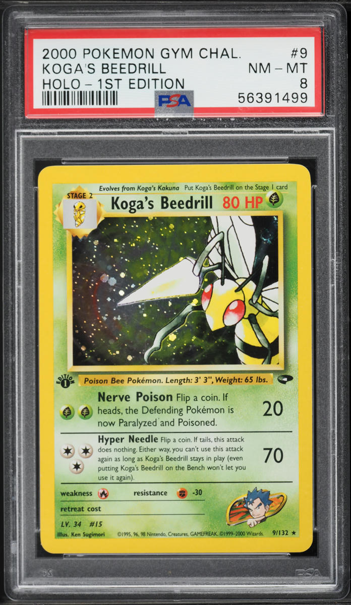 2000 Pokemon Gym Challenge 1st Edition Holo Koga's Beedrill #9 PSA 8 NM-MT