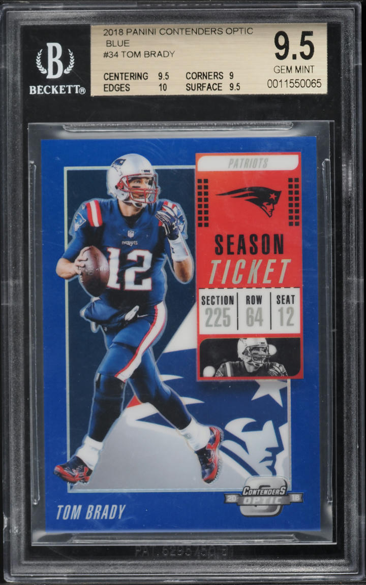 2018 Panini Contenders Optic Blue Tom Brady /99 #34 BGS 9.5 GEM MINT