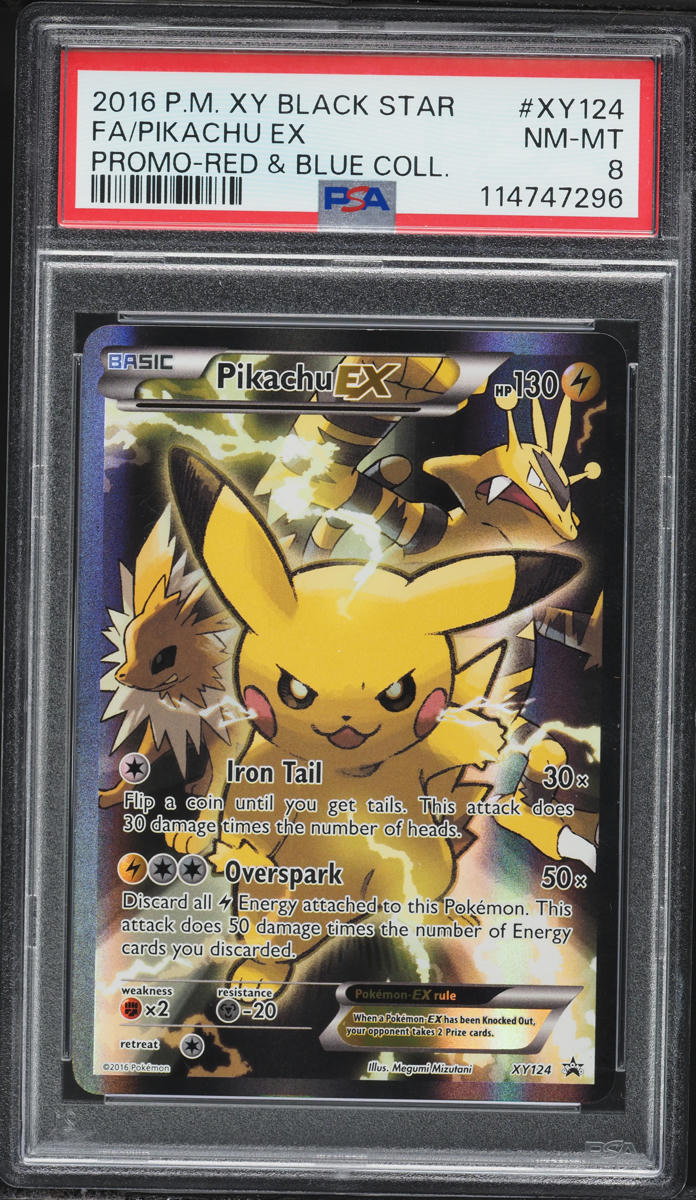 2016 Pokemon XY Promo Red & Blue Collection Full Art Pikachu EX #XY124 PSA 8 NM-MT