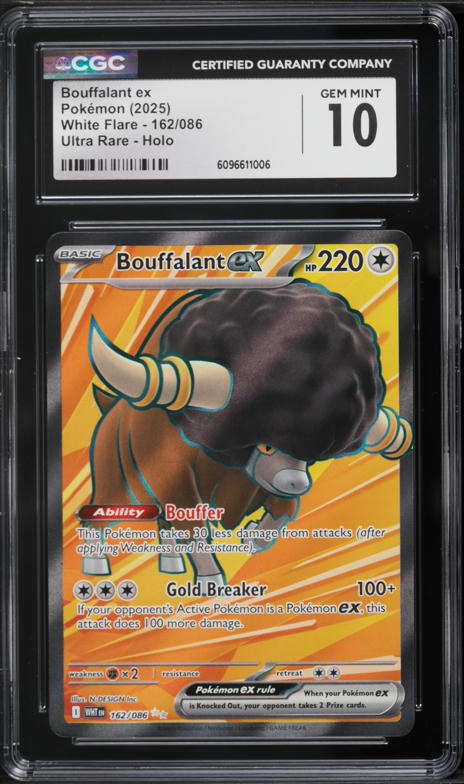 2025 Pokemon Scarlet & Violet White Flare UR Bouffalant ex #162 CGC 10 GEM MINT