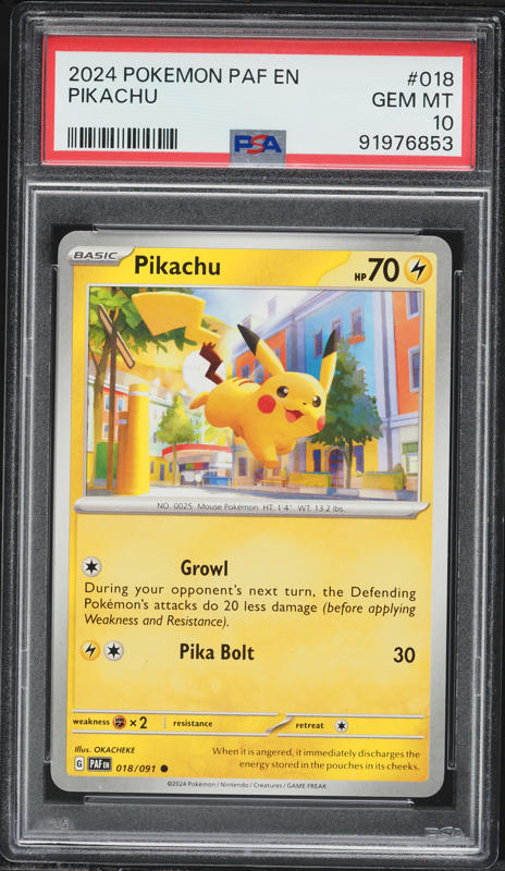 2024 Pokemon Scarlet & Violet Paldean Fates Pikachu #018 PSA 10