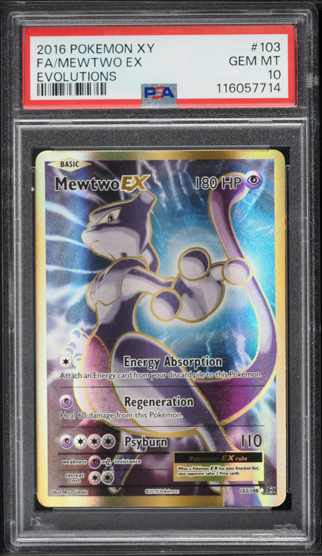 2016 Pokemon XY Evolutions Full Art Mewtwo EX #103 PSA 10 GEM MINT