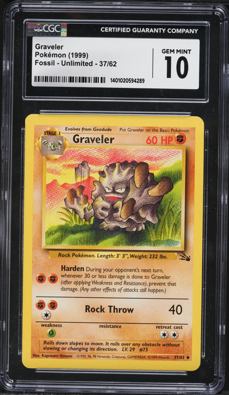 1999 Pokemon Fossil Geodude #47 CGC 4.5 VGEX+ on Fanatics Collect