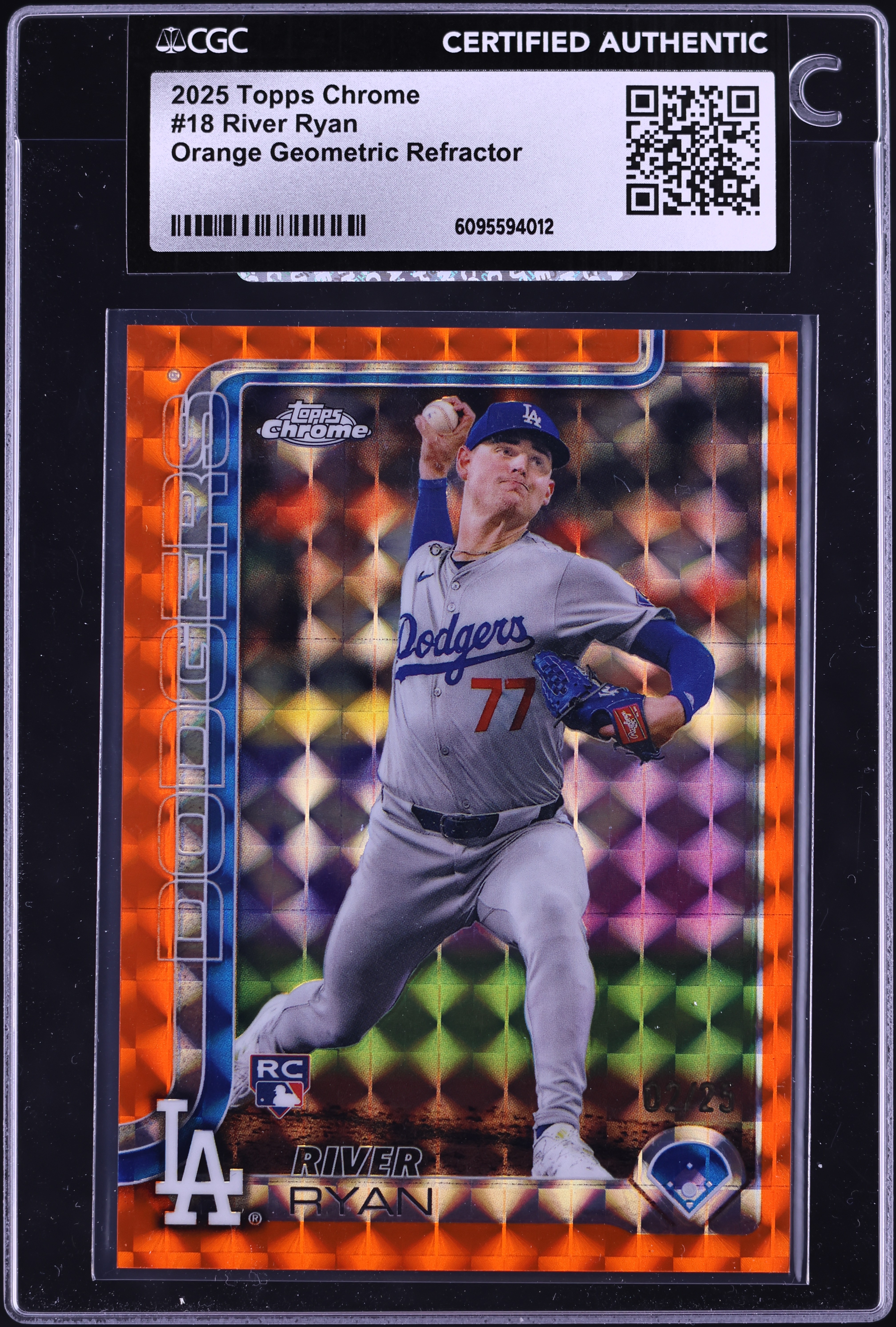 2025 Topps Chrome Orange Geometric Refractor River Ryan ROOKIE /25 