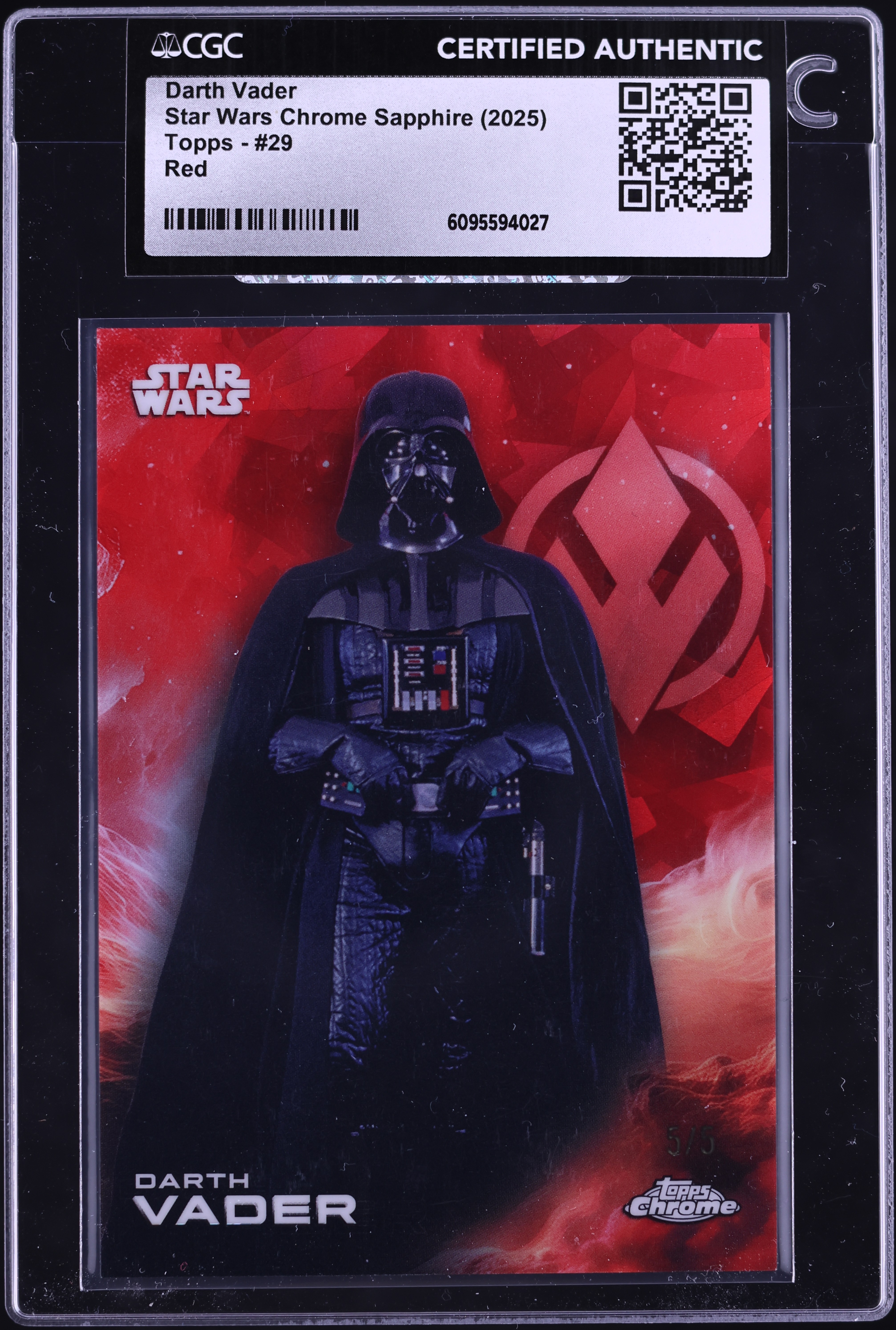 2025 Topps Star Wars Chrome Sapphire Red Darth Vader 5/5 #29 CGC