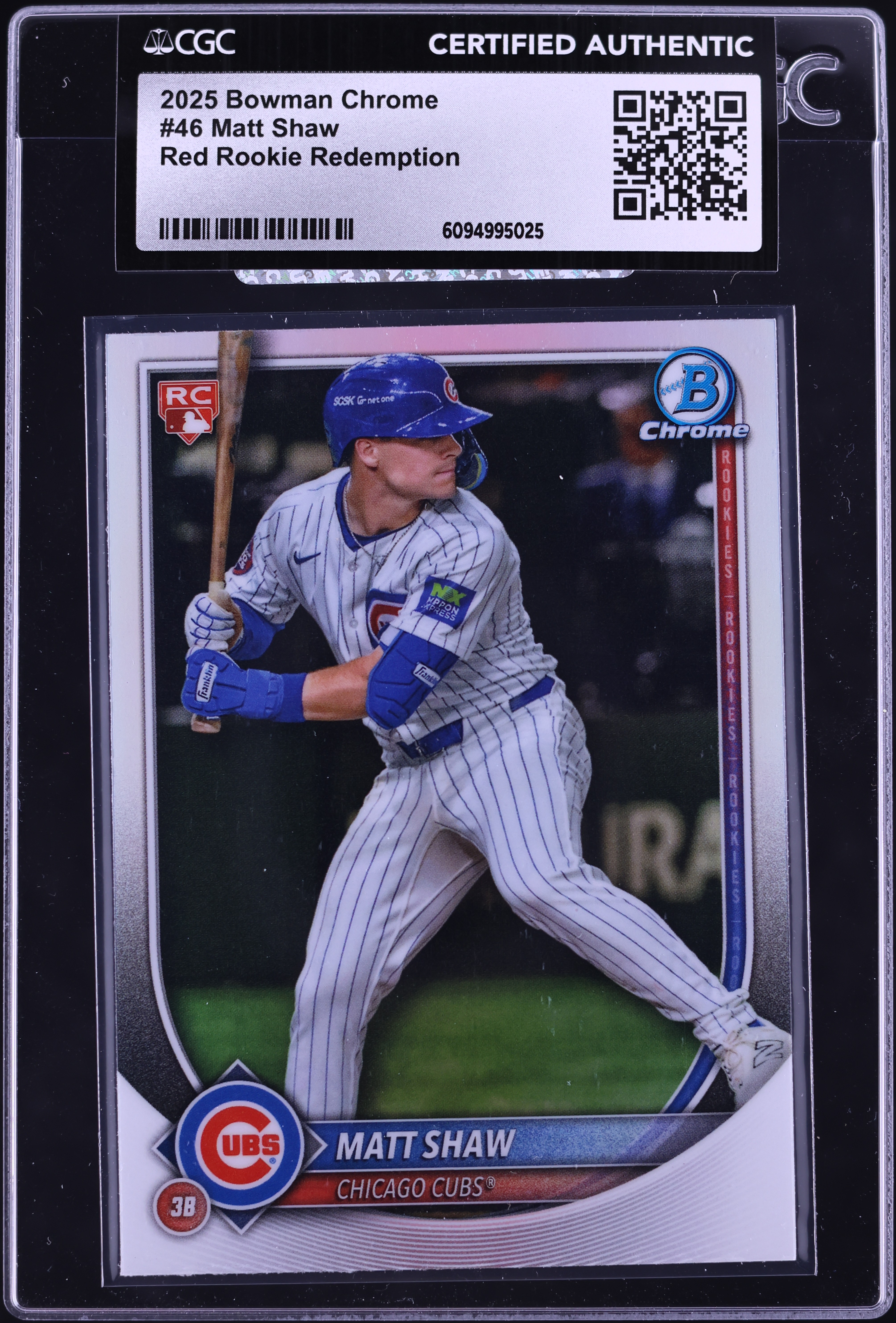 2025 Bowman Chrome Red Redemption Matt Shaw ROOKIE #46 CGC AUTH on 