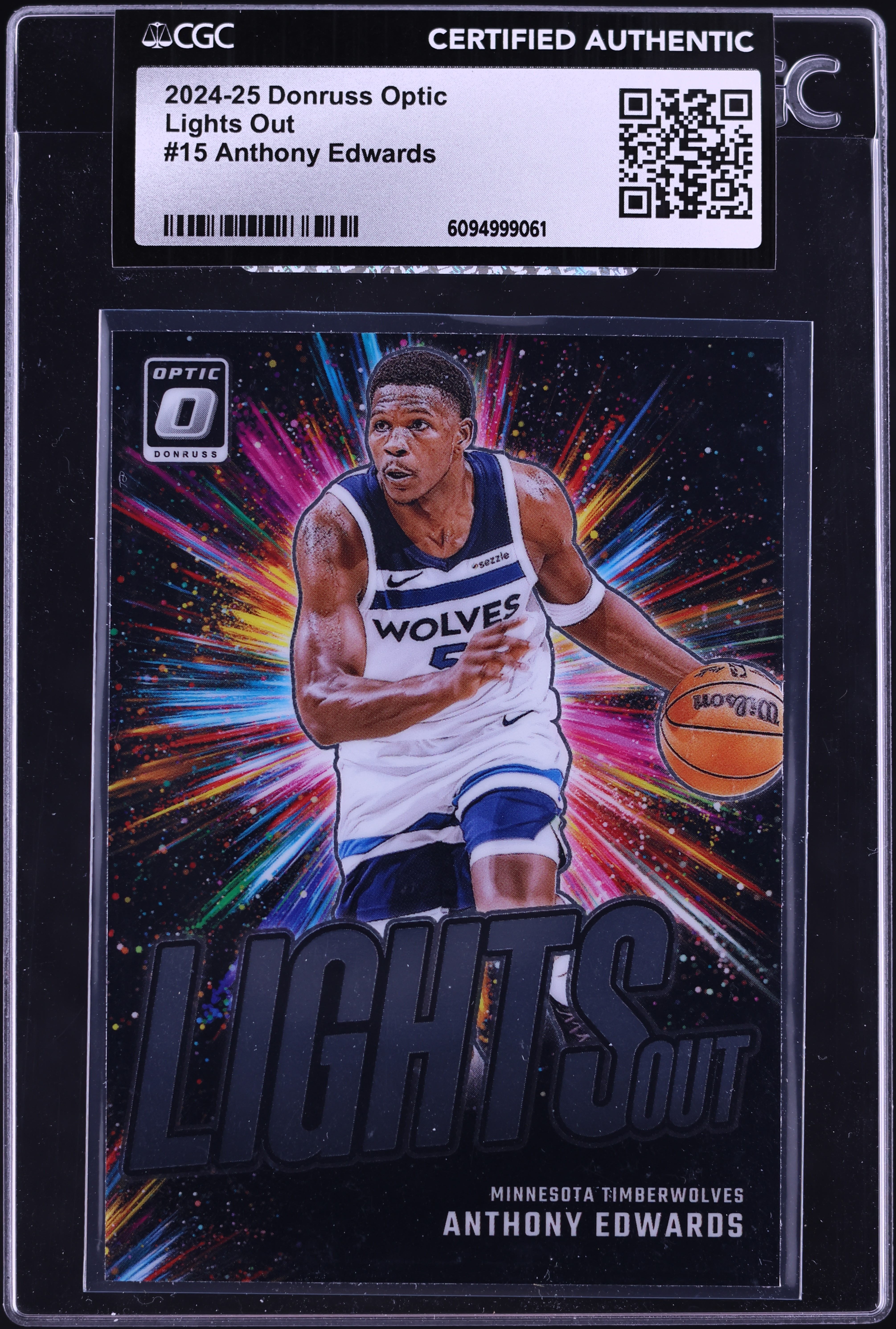 2024 Donruss Optic Lights Out Anthony Edwards #15 CGC AUTH on 