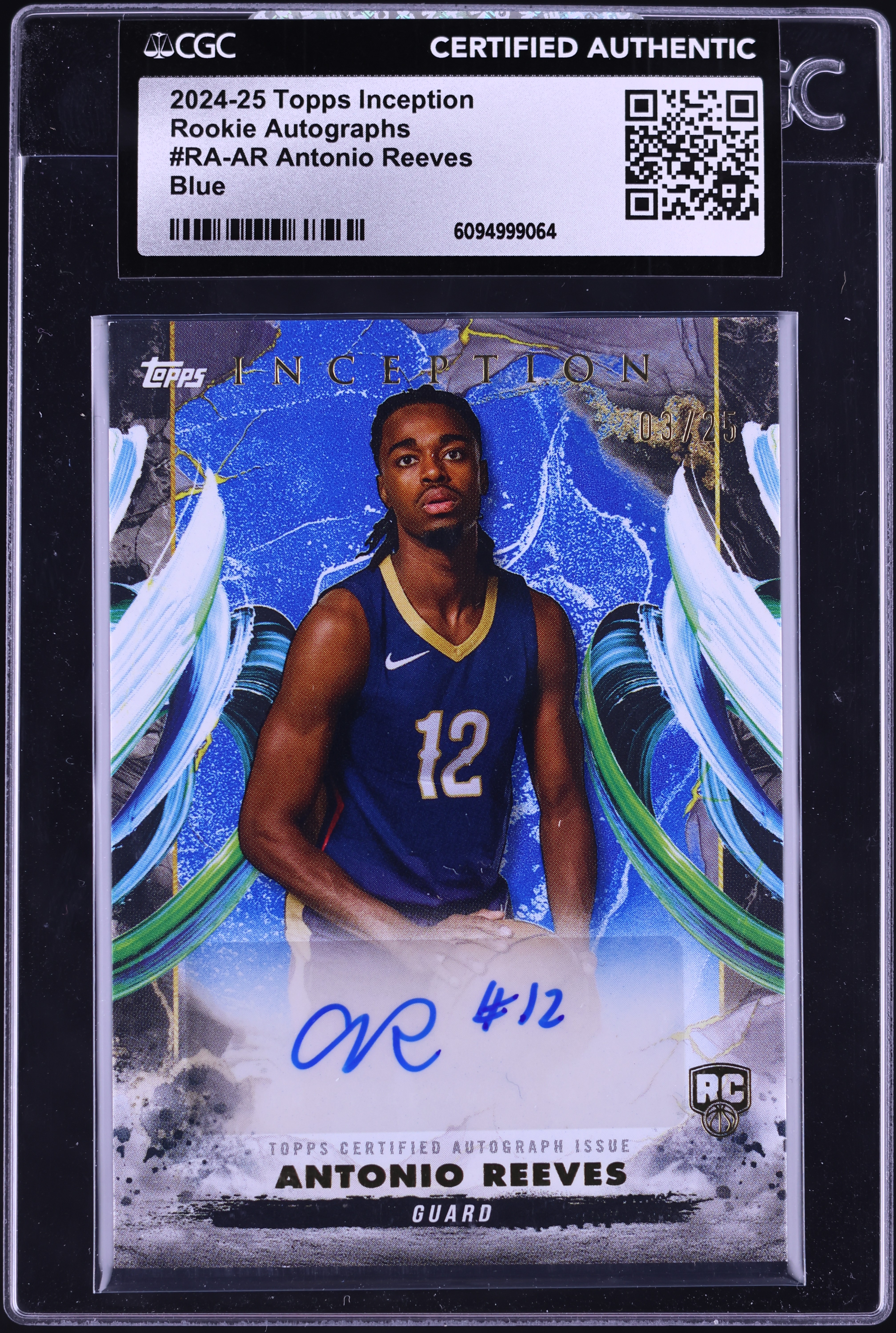2024 Topps Inception Blue Antonio Reeves ROOKIE AUTO /25 #RA-AR