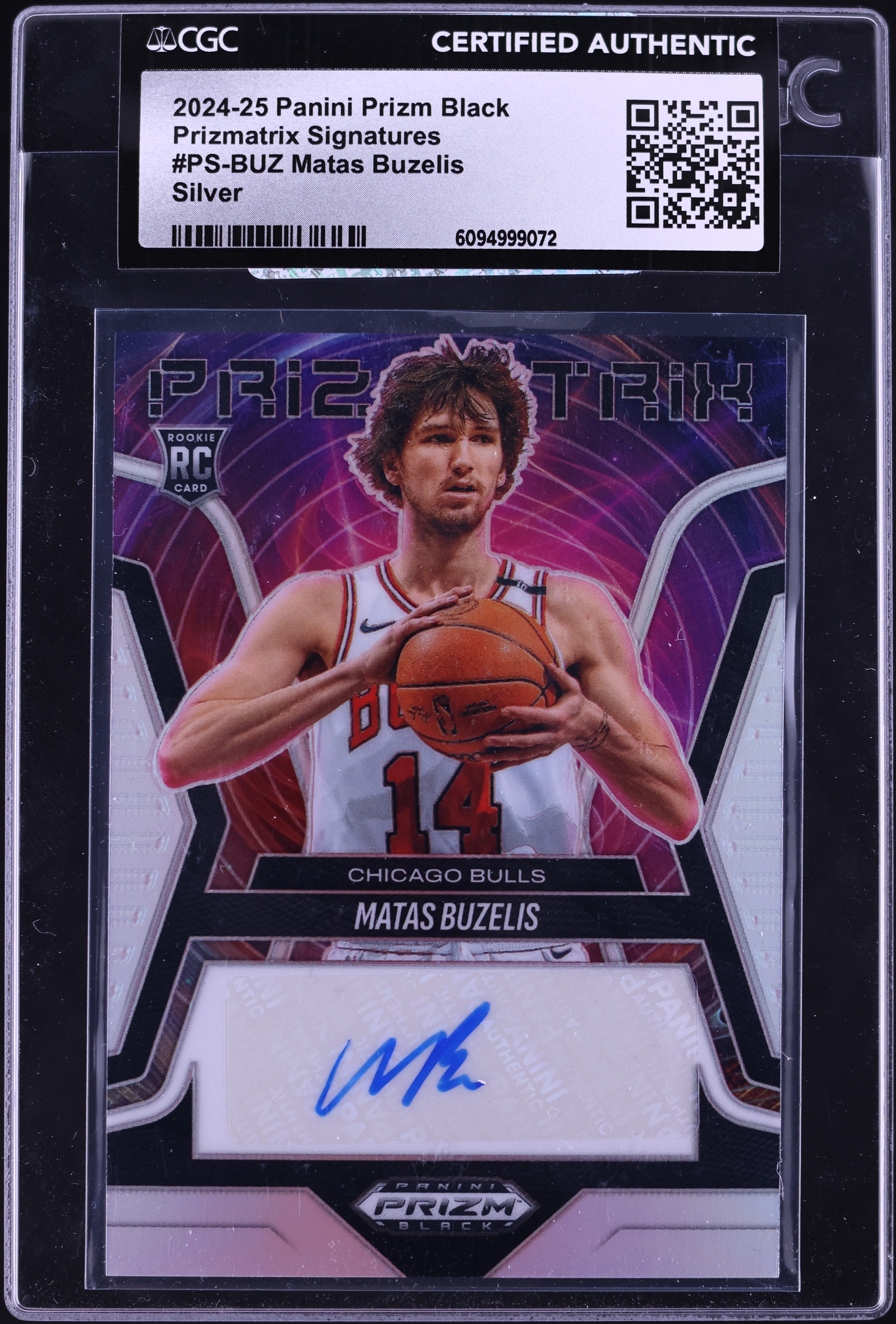 2024 Panini Prizm Black Prizmatrix Silver Matas Buzelis ROOKIE