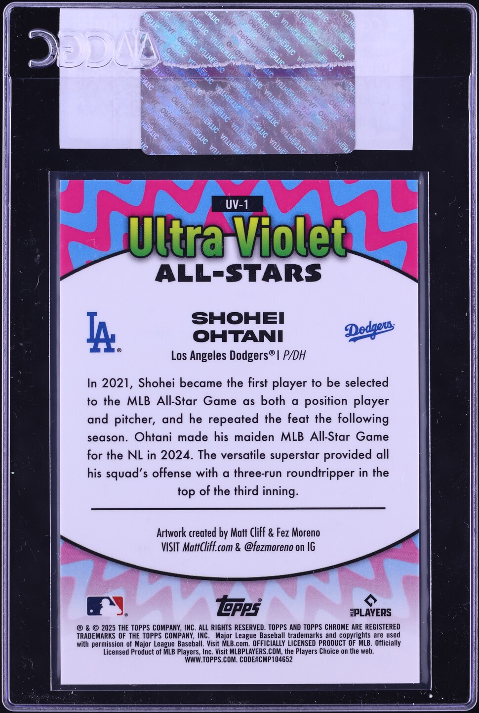 2025 Topps Chrome Ultraviolet All-Stars Gold Refractor Shohei Ohtani /50 #UV-1 CGC AUTH