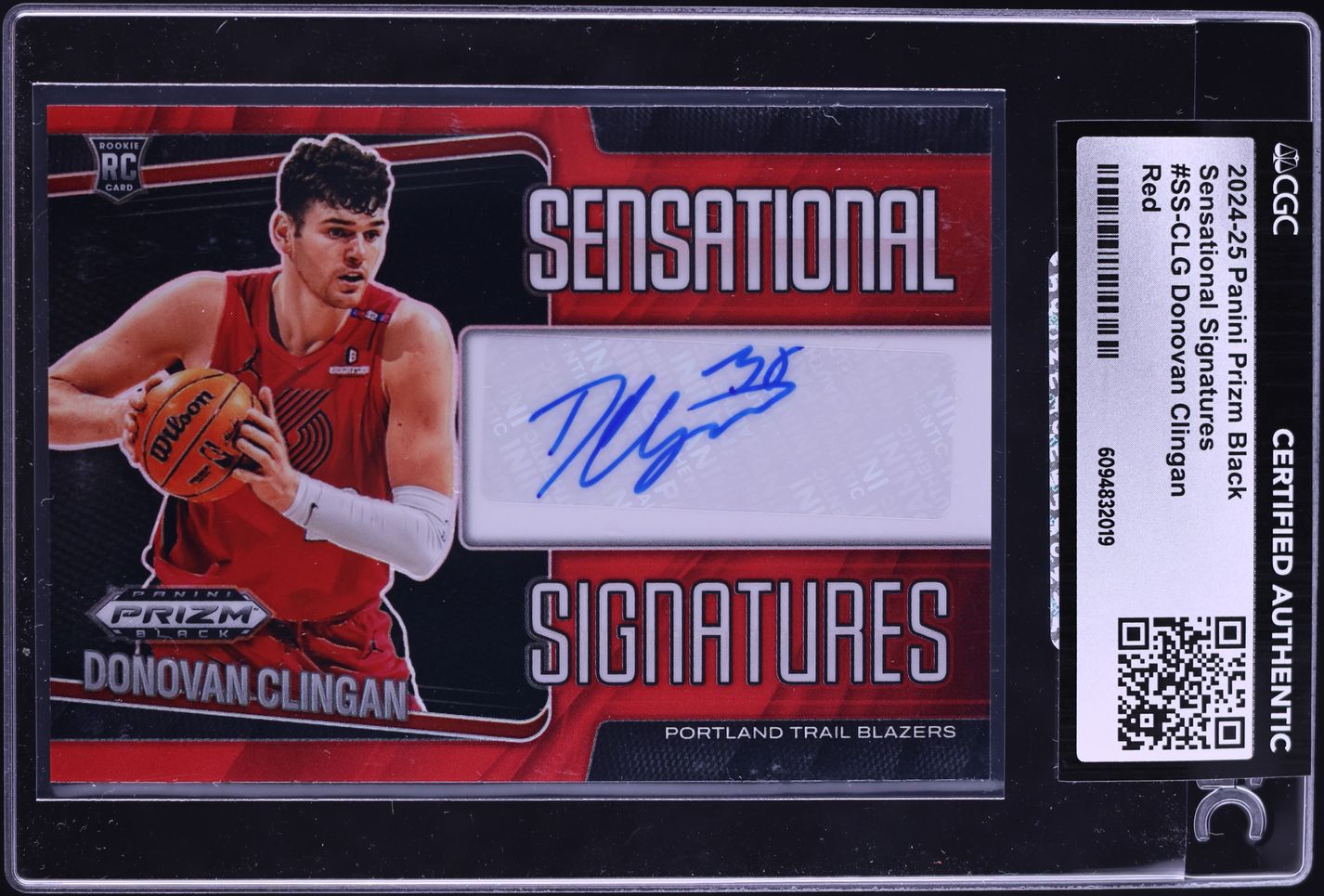 2024 Panini Prizm Black Sensational Red Donovan Clingan ROOKIE