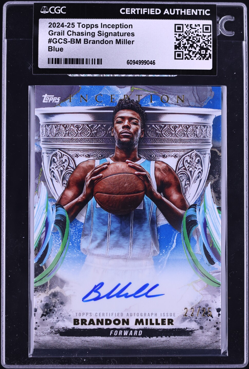 2024 Topps Inception Grail Chasing Blue Brandon Miller AUTO /25
