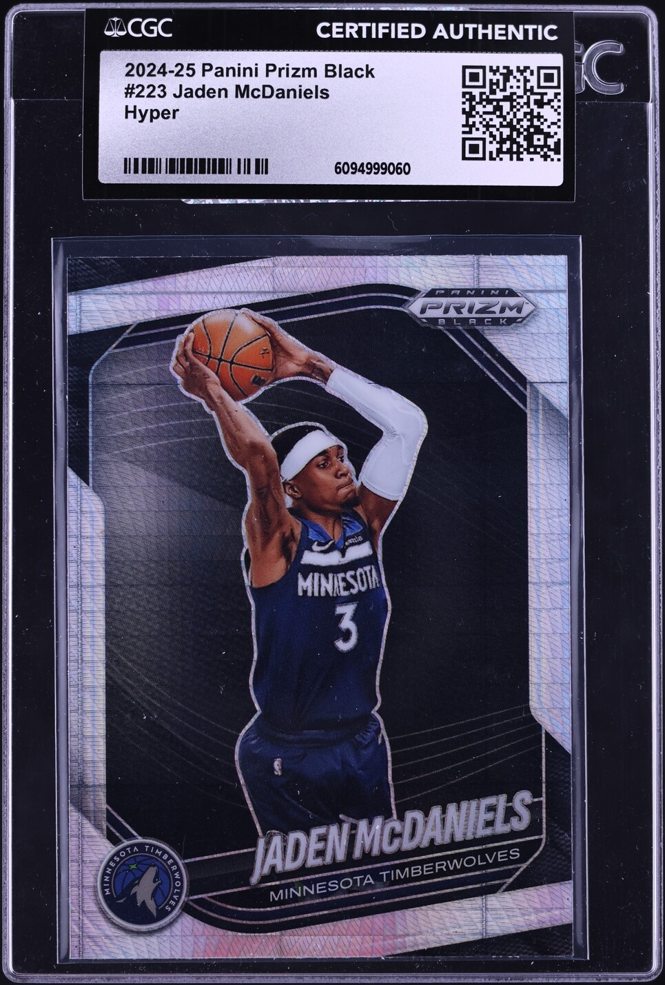 2024 Panini Prizm Black Hyper Jaden McDaniels #223 CGC AUTH
