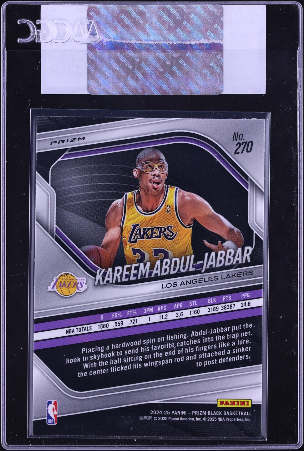 2024 Panini Prizm Black Hyper Kareem Abdul-Jabbar #270 CGC AUTH