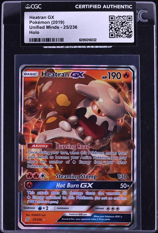 2019 Pokemon Sun & Moon Unified Minds Holo Heatran GX #25 CGC AUTH