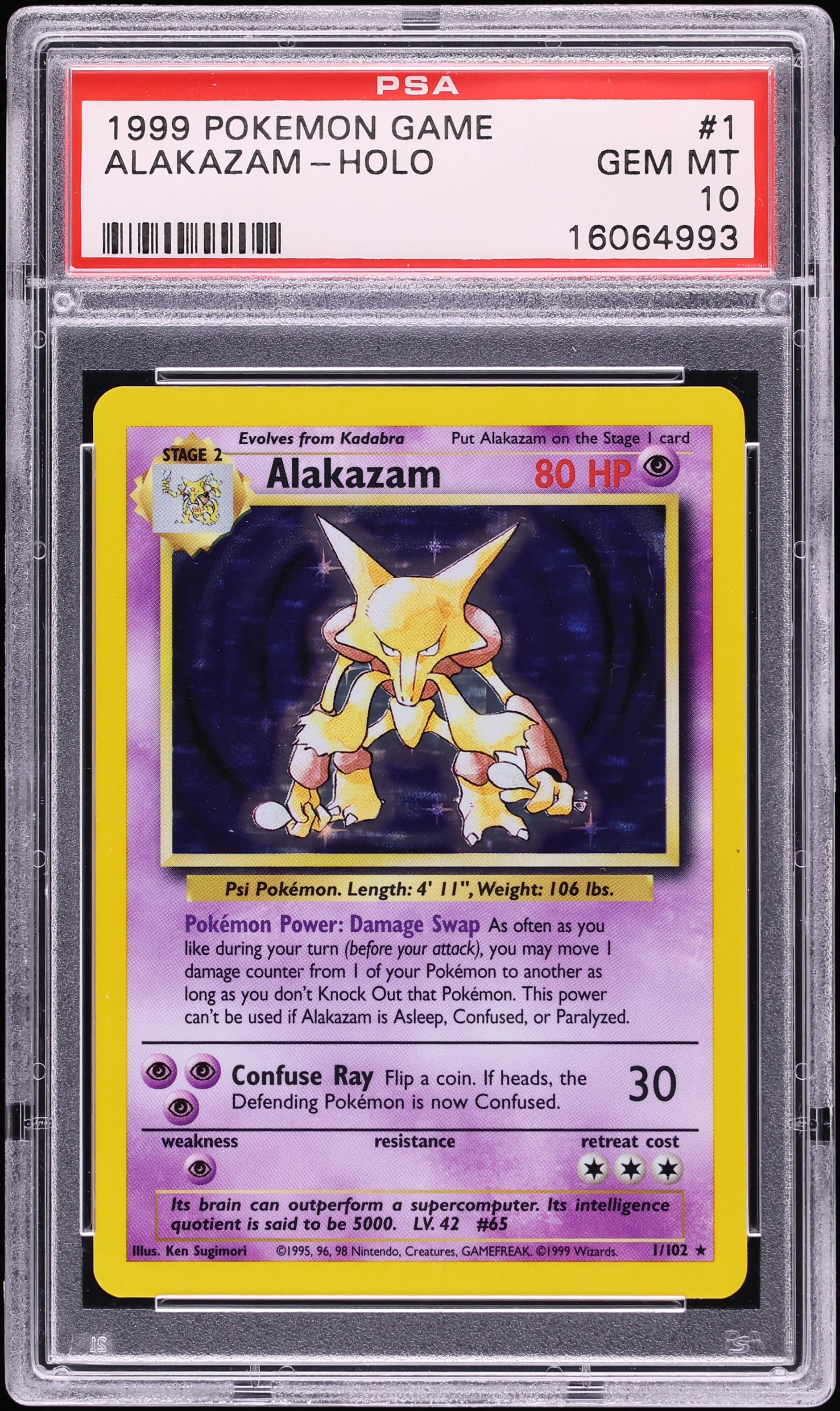 1999 Pokemon Base Set Holo Alakazam #1 PSA 10 GEM MINT on Fanatics