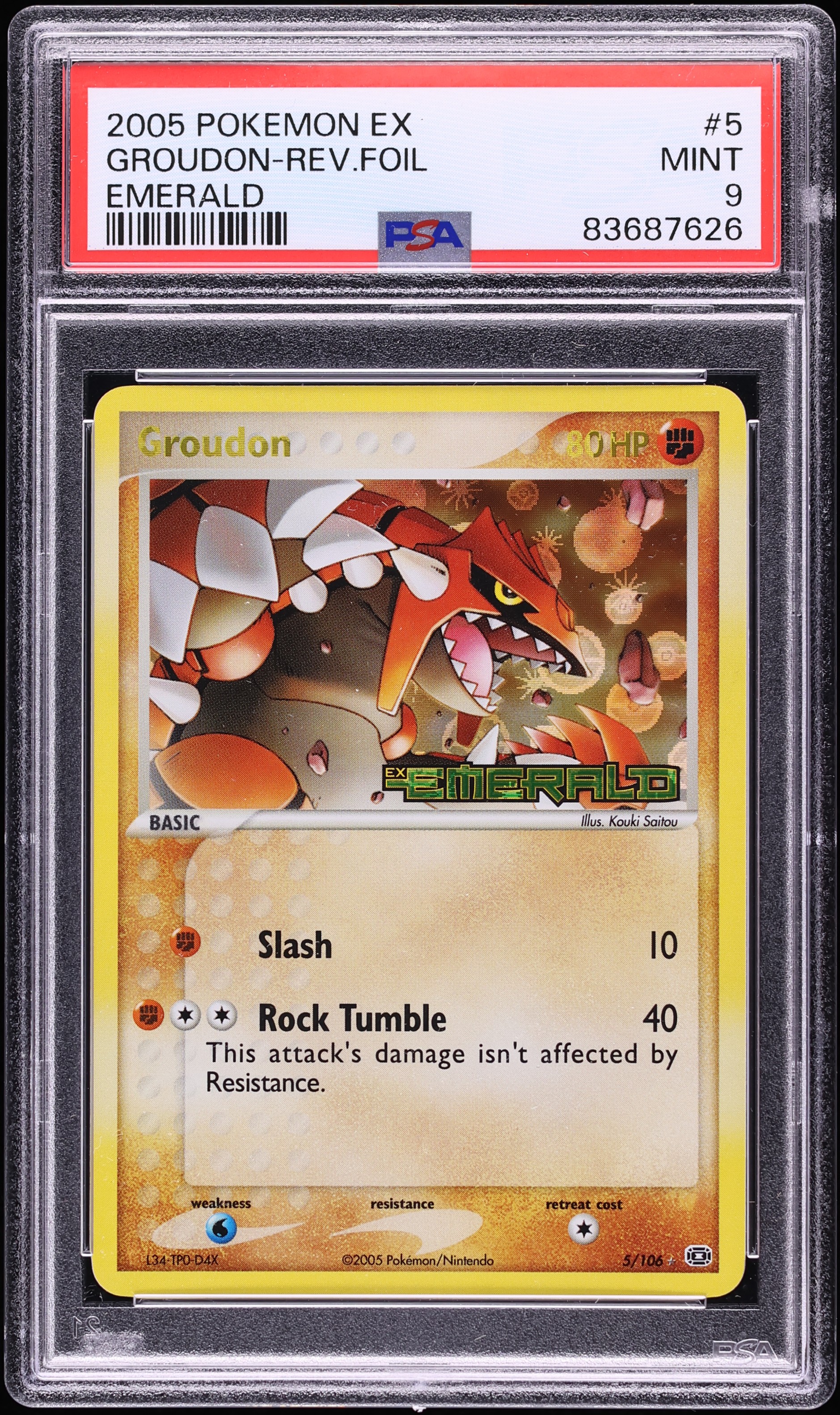 2005 Pokemon EX Emerald Reverse Holo Groudon #5 PSA 9 MINT on Fanatics  Collect