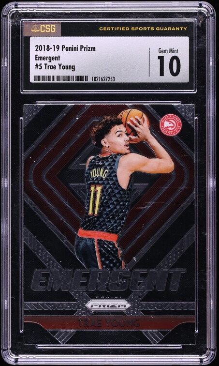 2018 Panini Prizm Emergent Trae Young ROOKIE #5 CSG 10 GEM MINT
