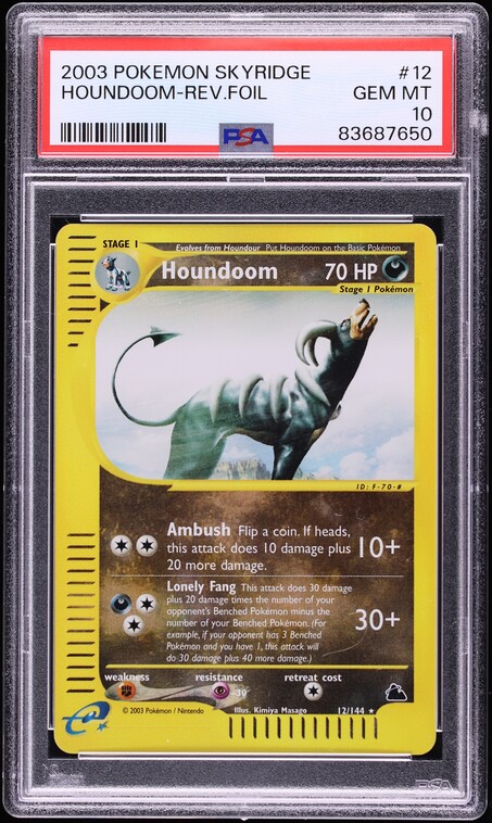 2003 Pokemon Skyridge Reverse Holo Houndoom #12 PSA 10 GEM MINT