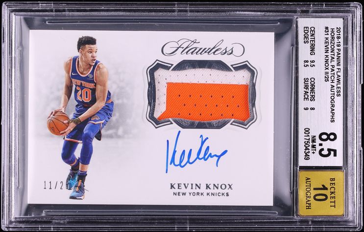 2018 Panini Flawless Kevin Knox ROOKIE GAME-USED PATCH AUTO /25 #HP-KNX BGS 8.5 NM-MT+
