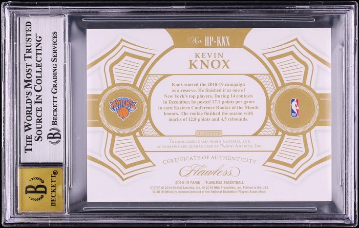 2018 Panini Flawless Kevin Knox ROOKIE GAME-USED PATCH AUTO /25 #HP-KNX BGS 8.5 NM-MT+