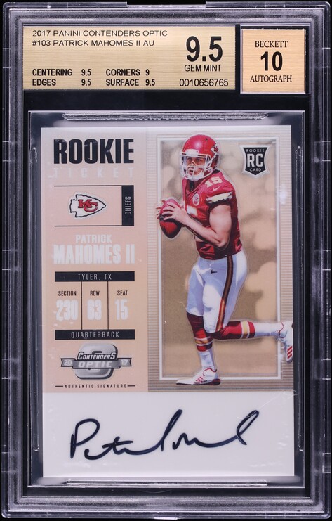 2017 Panini Contenders Optic Patrick Mahomes II ROOKIE AUTO #103 BGS 9.5 GEM MINT