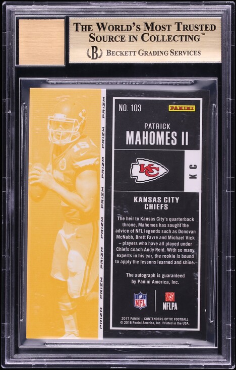 2017 Panini Contenders Optic Patrick Mahomes II ROOKIE AUTO #103 BGS 9.5 GEM MINT