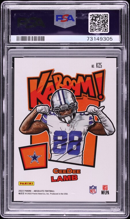 2022 Absolute Kaboom! Vertical Green CeeDee Lamb 1/1 #K25 PSA 10