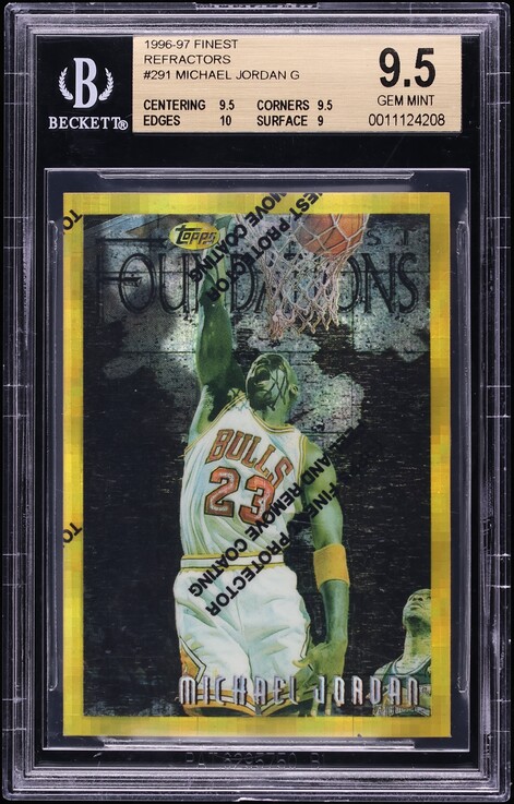 1996 Finest Gold Refractor w/ Coating Michael Jordan #291 BGS 9.5 GEM MINT