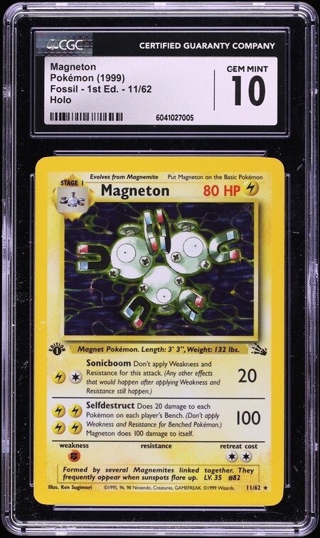 1999 Pokemon Fossil 1st Edition Holo Magneton #11 CGC 10 GEM MINT