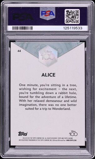 2023 Topps Chrome Disney100 Orange Wave Alice /25 #44 PSA 9 MINT