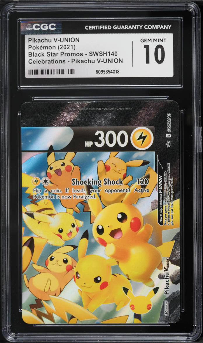 2021 Pokemon Sword & Shield Promo Celebrations Holo Pikachu V-UNION #SWSH140 CGC 10 GEM MINT