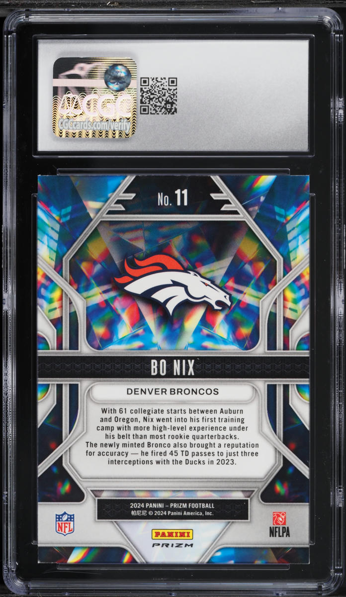 2024 Panini Prizm Prizmatic Green Bo Nix ROOKIE #11 CGC 9 MINT